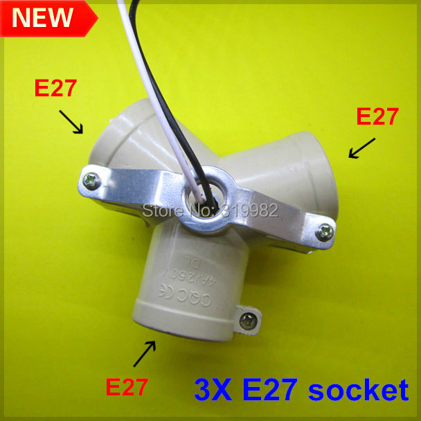 5pcs/lot, E27 lamp socket 3X 3 sides lamp bases holder screw lamp bases holder buld light socket