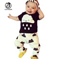 2016 2pcs Baby Girl Boy Clothes Cute Organic Infant Boy Outfits tshirts Short Sleeve Pants Infant