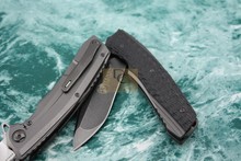 Kevin John VENOM 2 Folding Ball bearing Flipper Knife 440C blade Titanium carbon fiber handle Tactical