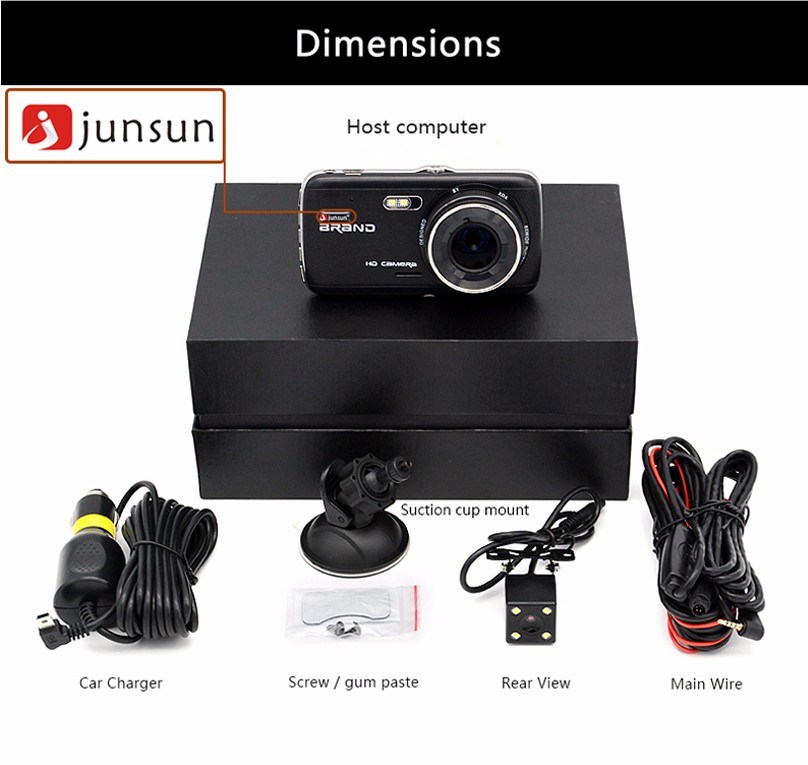 Junsun H6 1080P Full HD dashcam 4,0 inch met WDR en ADAS