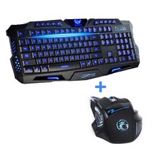 New Tri-color USB Wired LED Backlit Switchable Computer Laptop Gamer Keyboard Mouse Combo Professional 7 Buttons 5500 DPI Mice