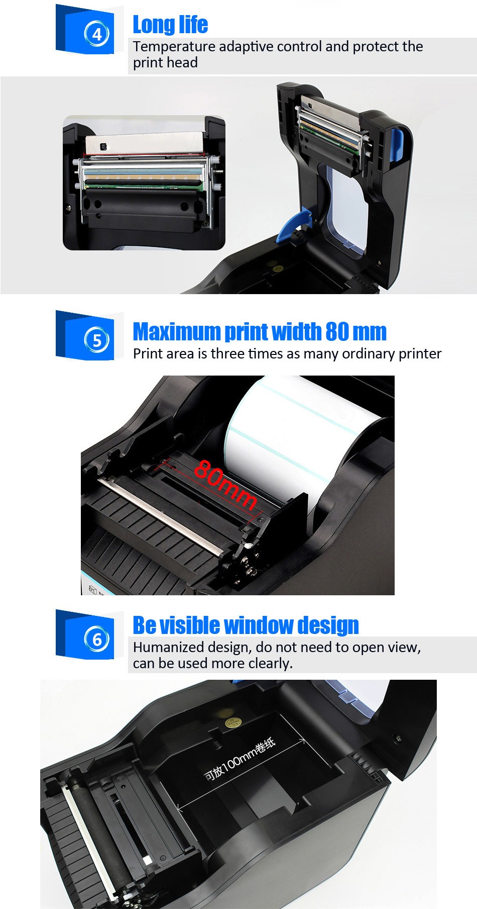 Free Freight XP 370B Label Barcode Printer Thermal Label Printer 20mm