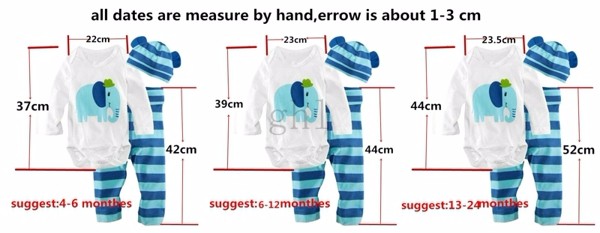 2016 New Fashion Baby Boy Clothing Set 3pcs(Long-sleeved Romper+hat+pants) Infant Newborn Baby Girls Character Clothes Suit 04