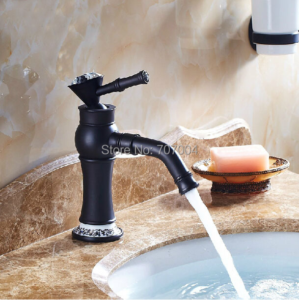 Good-quality Deck Mounted Short Single Handle Hot and Cold Water Basin Faucet Oil Rubbed Bronze Bathroom Sink Mixer Taps