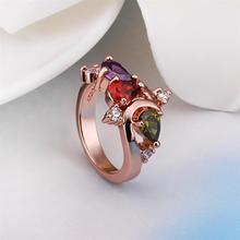 Engagement lady ring ruby yellow purple CZ diamond jewelry 18K Gold Plated alloy wedding rings free