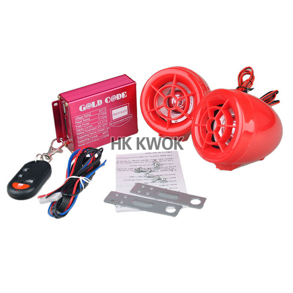 2016 NEW Arrival Red Motorcycle Audio FM Radio USB SD MP3 Stereo Speaker Alarm Voice Type Systems Free Shipping