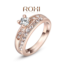 2015 new ROXI Delicate Fashion Platinum gold Plated Shinning Fashion Wedding set Rings Double ring
