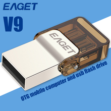 EAGET V9 8G 16G 32G USB Stick Ultra Thin Pendrive Metal USB Flash Drive USB2.0 OTG Smartphone Pen Drive Portable Memory Stick