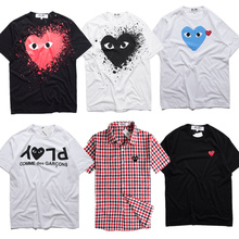 Cdg Play T shirt Men Women Couple 2016 1:1 High Quality Love COMME DES GARCONS Couple Short Sleeve T-shirts Cdg Play T shirt