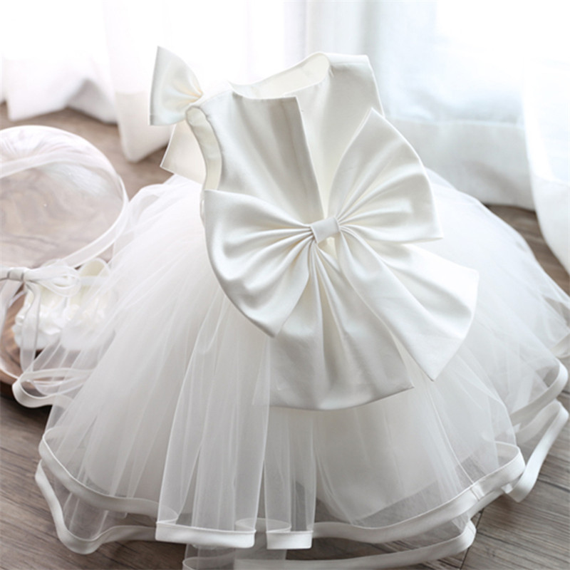 White Toddler Chiffon Christening Gown 1 Year Old Baby ...