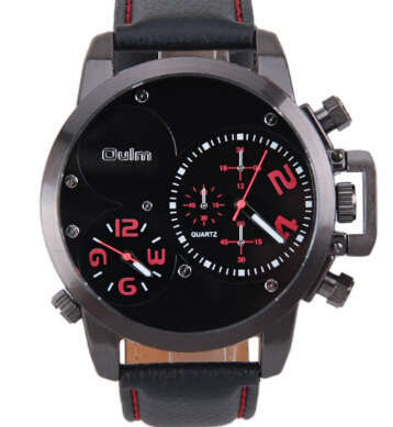 new fashion men s quartz watch dual time zone Oulm brand sports watches military watches waterproof