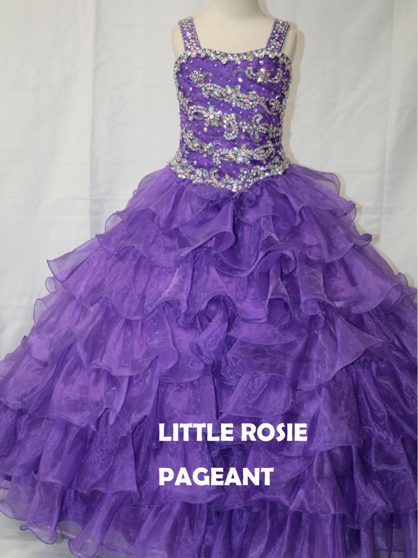 Purple Little Rosie Pageant Dresses For Girls Spaghetti Straps