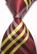 NT0421 Red Curry Plaid Man s New Luxury Silk Polyester Tie Jacquard Woven Classic Business Party