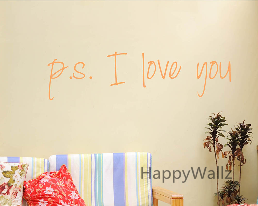 Love Quote Wall Sticker Ps I Love You Wall Quotes DIY Decorative Vinyl