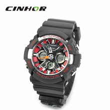 Sd-1220 resistente al agua Dual Time Display de cuarzo Sport reloj de pulsera w / brújula – negro + rojo