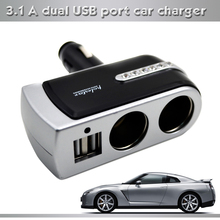 New 2 USB Car Charger Supply Double Sockets electronic Cigarette Lighter splitter Extender Splitter Adapter car USB socket 8056