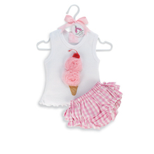 Kids Girls Ice Cream Tops Shirts+Plaids Checks PP Pants Set Tutu Dress Outfits