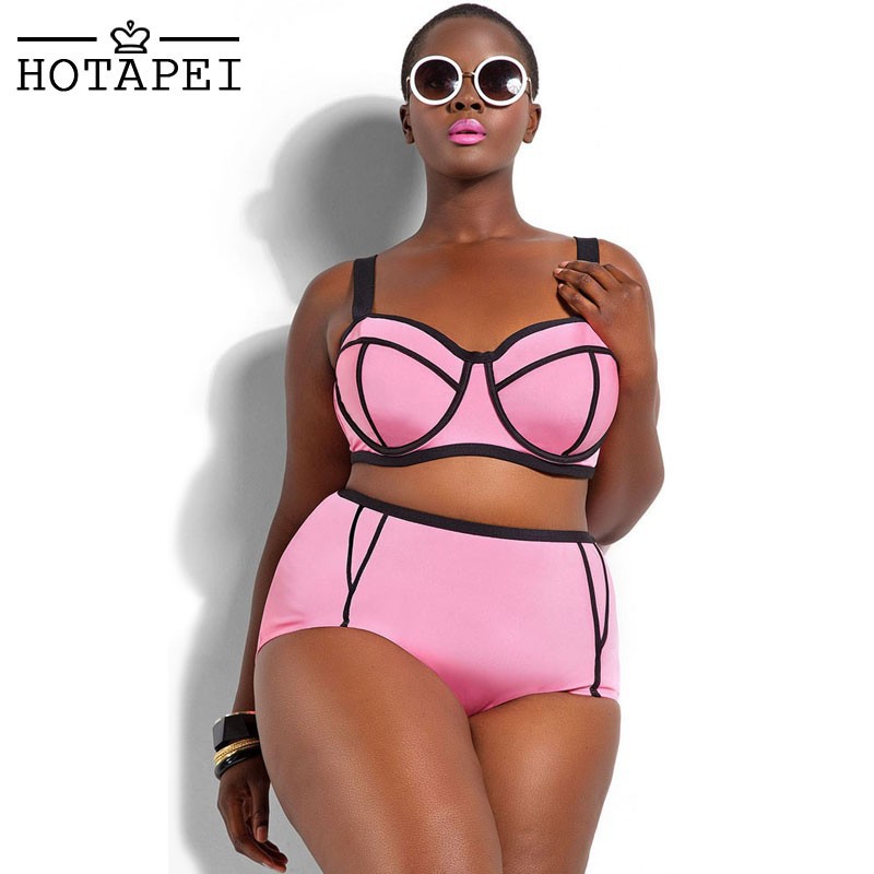 Pink-Plus-Size-Underwire-Top-Bikini-LC41435-1P
