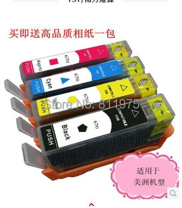 FOR HP 670 HP670/655 HP655 BK C M Y compatible ink cartridge For hp Deskjet 3525/4615/4625/5525/6520/6525 printer full ink chip