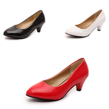 2016 Tenis Feminino Red Bottom High Heels Office Professional Leather Work Shoes Wedges Black High Heels Toe Head Shallow Mouth