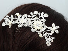 Fashion Rhinestone Bridal Wedding Flower Pearls Headband Hair Clip Comb Jewelry