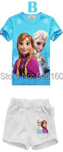 Baby Girls children clothing set elsa anna kids tracksuit anime T Shirt Tops Pants toddler conjuntos