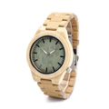 BOBO BIRD 2016 All Wooden Watches Mens Wood Strap Watch Green Dial Japan 2035 Movement Quartz