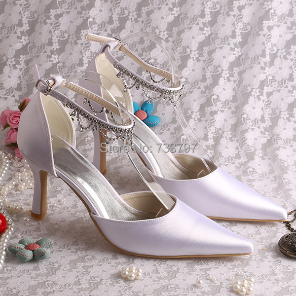 20 Colors Italian Style Sexy High Heels Bridal Shoes Wedding Pointy Toe Ankle Strap