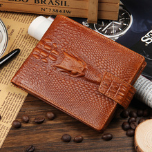 Hot Sale fashion cowhide genuine leather Alligator grain hasp men wallets carteira 3 fold black brown coin pocket purse wallet