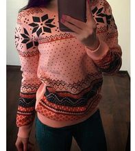 Snowflake national wind printing Crewneck thick warm fleece girls