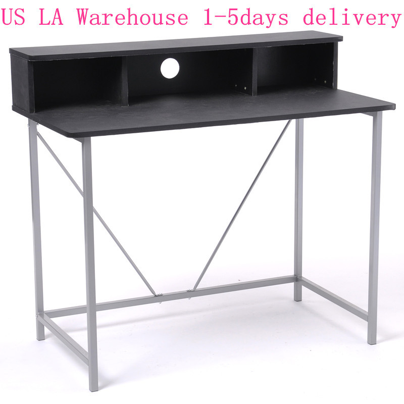 DENZEL-BK 1Piece Black Office Computer Desk School Laptop Table Home Commercial Furniture Shipping from US LA Warehouse