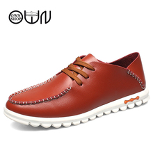 EU 38 TO EU 47 men casual shoes Spring Summer men shoes Adult Male Fashion Flat Leather Shoes Brown Black Red Brown For Walking