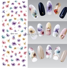 DS255 DIY Designer Water Transfer Nails Art Sticker Colorful Purple Fantacy Flowers Nail Wraps Foil Sticker manicure stickers