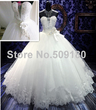 Bling Bling Sweetheart Neckline Lace Appliqued Bridal Custom Made Floor Length Long Wedding Gown design PX225 gelinlik 2015