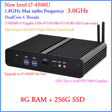 Small Computer 2015 fanless pcs with haswell Intel Core i7 4500U 1 8Ghz USB 3 0