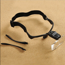 Iluminado portátil Goggle gafas estilo de reparación de la lectura lupa de la lupa lupa médica con 2 LED lámparas y diadema
