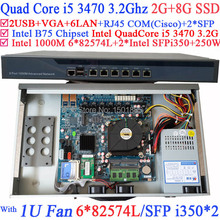 Router firewall, router industriale con 6*1000 M 82574L Gigabit Nic 2 * Intel Quad Core i5 3470 3.2 Ghz 2G RAM 8G SSD