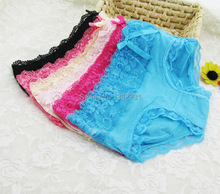 6pcs/6colors/free shippingLace bamboo fiber children briefs high-end embroidered cotton underwear girls underwear modal girls