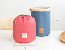 Barrel Shaped Travel Cosmetic Bag Nylon Wash Bags Makeup Organizer Storage Travel Bag High Capacity Drawstring