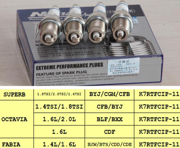 Replacement Parts Platinum iridium spark plugs for skoda superb octavia fabia CFB BLF CDF BXX engine
