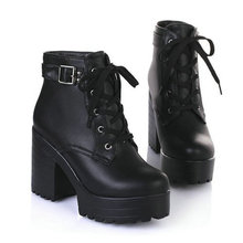 new 2015 women ankle boots round toe platform buckle high martin boots for women fashion winter punk shoes