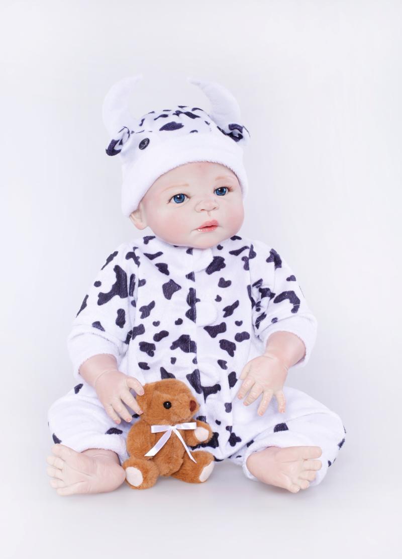 Free Shipping 23 inches Soft Silicone Vinyl Real Baby Doll  Lifelike Kids Toys  Handmade Hobbies Reborn Baby Boy Dolls
