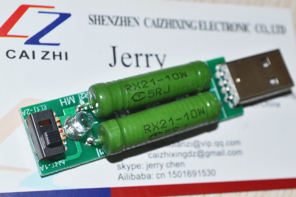 Бесплатная Доставка USB мини разряда резистор нагрузки 2A/1A С переключатель 1A Зеленый светодиод, 2A Красный светодиод