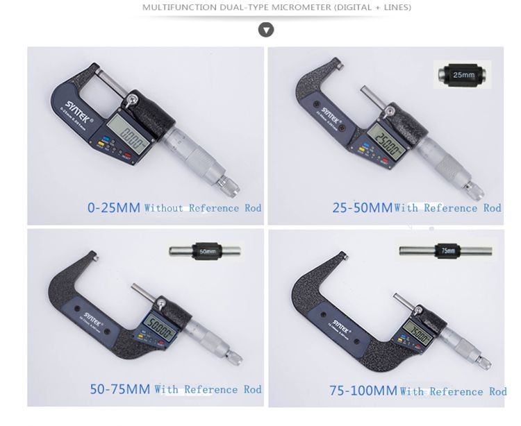 Description Picture 2 of item0.001mm Outside Micrometer 25-50mm Chrome-plated Stainless Steel Digital Micrometer Electronic Micrometer Caliper Gauge Meter