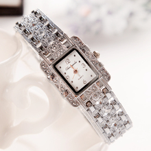 2015 nuevas mujeres de lujo relojes alta calidad de la aleación de la pulsera rectángulo hueco de cuarzo reloj de Bling Bling reloj