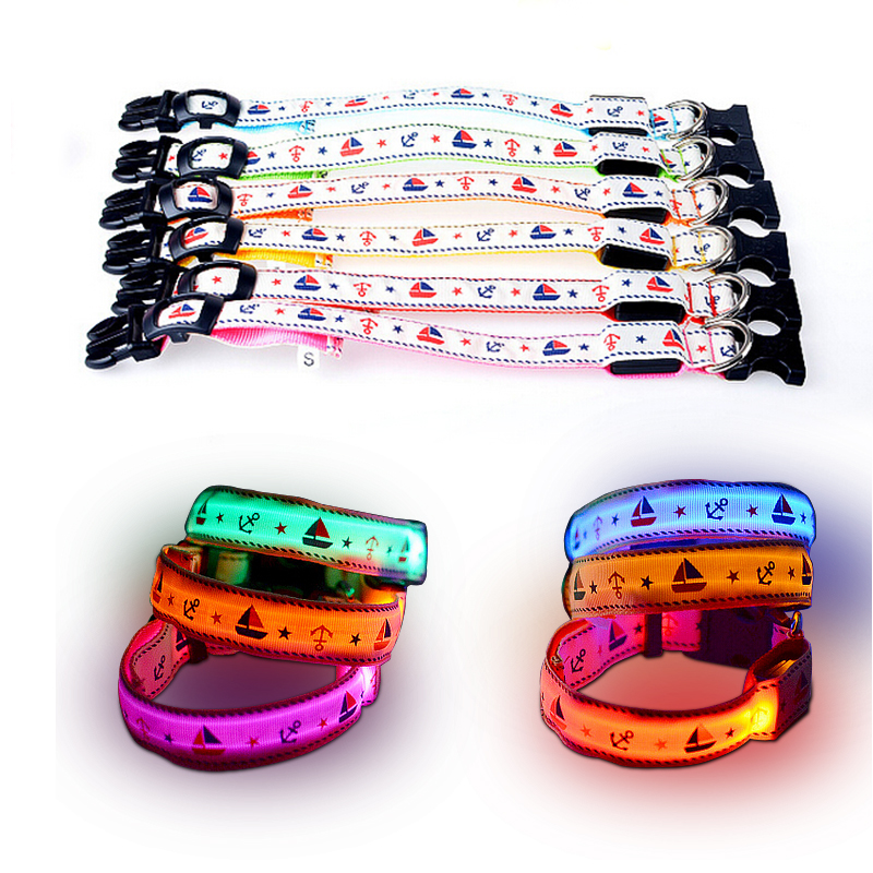 Beautiful Pet Dog Collars LED Light Pet Collars Large Dogs Luminous Fluorescent Collars Harness 7 colors