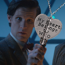 Trendy Television Doctor Who Style Chain Pendant Necklaces My Heart Belongs To Who Necklace Women Movie Jewelry Accessories