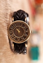 2015 Vintage punk Hollow Number Woven leather bracelet Watch women ladies fashion quartz wrist watch kow053