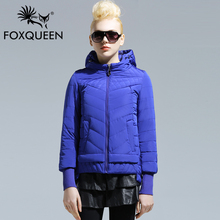 Foxqueen 2016 Spring Jacket Women Winter Coat Women Warm hooded Outwear Thin Padded Cotton Jacket Short