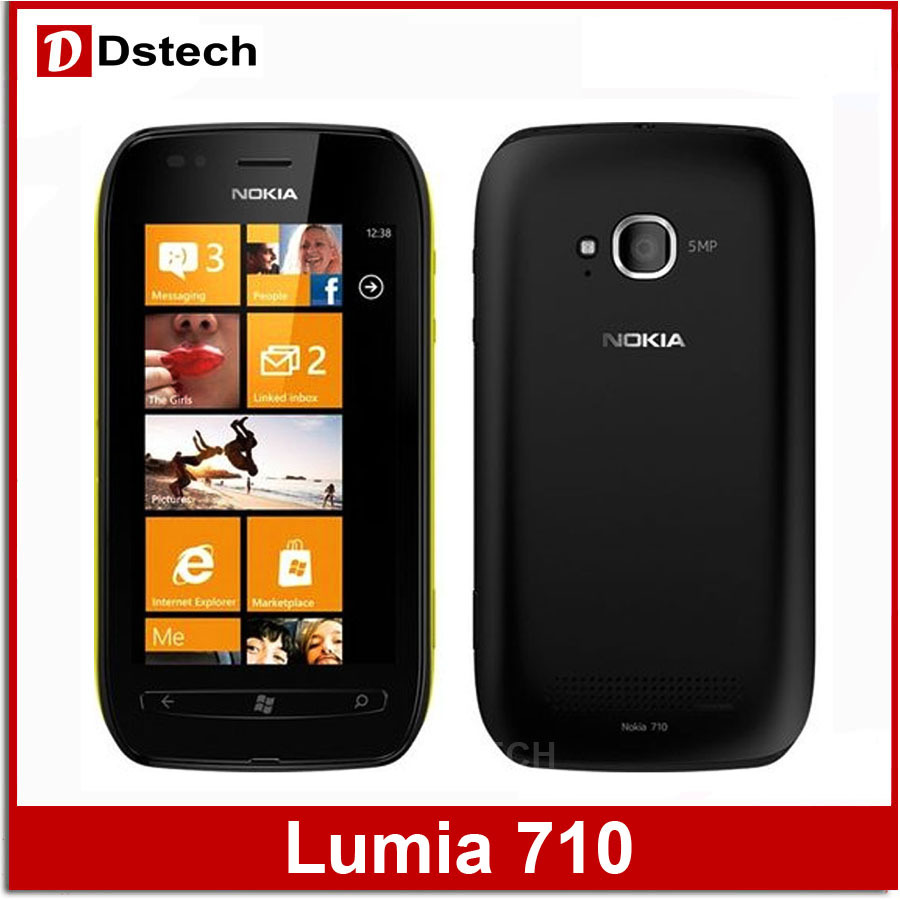 Original unlocked Lumia 710 cell phone Bluetooth WiFi 5mp Windows 3 7inch 8 GB storage free